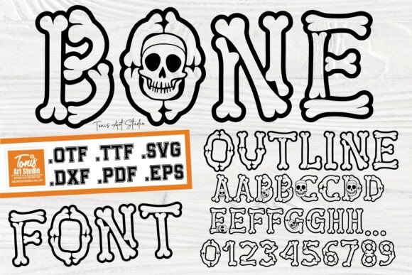 Bone Outline Font for Chilling Creations